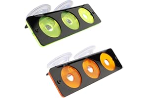 kcrygogo Coral Frag Holder Acrylic Coral Rack with Powerful Double Suction Cup and Placstic Screws Suitable for Household Fish Tanks (2pcs 3 Plug Hole,Fluorescent Green and Orange)