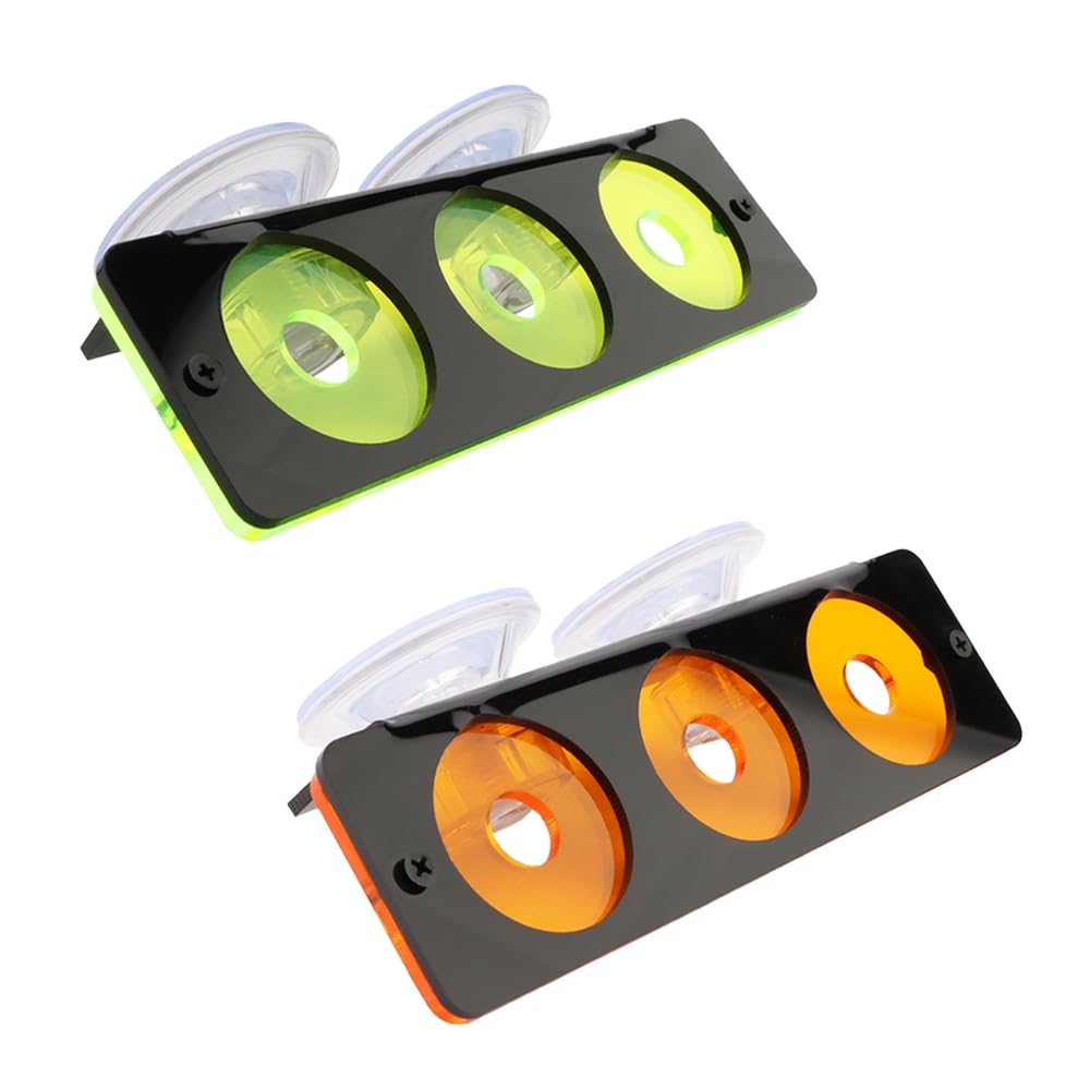 Photo 1 of Coral Frag Holder Acrylic Coral Rack with Powerful Double Suction Cup and Placstic Screws Suitable for Household Fish Tanks (2pcs 3 Plug Hole,Fluorescent Green and Orange)