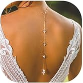 Simple Crystal Flower Back Chain Body Jewelry for Women Sexy Rhinestone Body Chain Necklace Bridal Wedding Backdrop Jewelry for Backless Dress