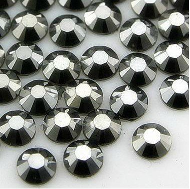 LOVEKITTY  Silver Black - 1000 Pc 3 mm & 5mm Mixed Sizes Acrylic Rhinestones Round Flatback 14-facet (High Quality) -- by lovekitty