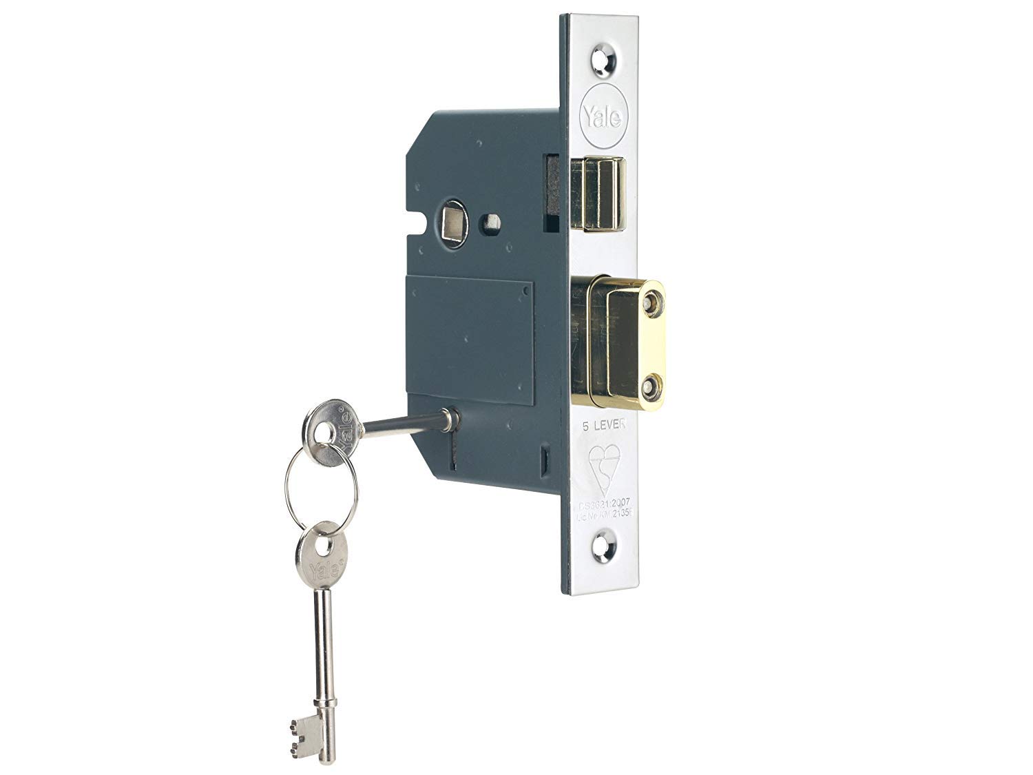Yale Locks PM560CH30 Hi-Security BS 5 Lever Mortice Sash Lock 80mm 3-inch - Polished Chrome Finish