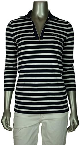Ralph Lauren Women's Striped Half-zip Polo Top Spring Navy/White XS