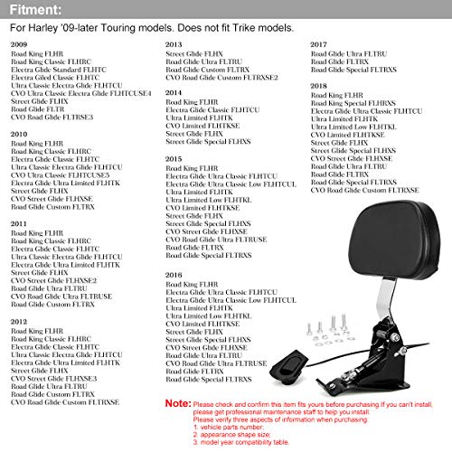 Adjustable Motorcycle Driver Rider Backrest Sissy Bar for Harley Touring Road King Electra Glide Street Glide Ultra CVO FLHR FLHX FLTRX 2009-2019 (Chrome)