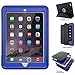 DUNNO Case Compatible with iPad 6th/5th Generation 9.7-Inch 2017/2018, Three Layer Heavy Duty Full Protection Case with [Auto Sleep/Wake] Stand Design for iPad 5/6 Generation (Black+Blue)