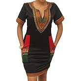 Womens African Attir Bohemian Dashiki Traditional Tribal Vintage Ethnic Midi Dresses