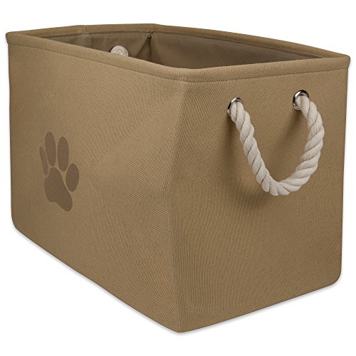 DII Bone Dry Medium Rectangle Pet Toy and Accessory Storage Bin, 16x10x12", Collapsible Organizer Storage Basket for Home Dcor, Pet Toy, Blankets, Leashes and Food-Taupe Paw Print