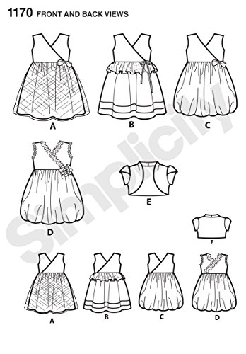Simplicity Patterns US1170A Toddlers' Dress with Knit Bodice and Bolero, A (1/2-1-2-3-4)