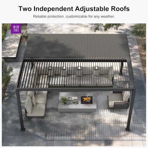 PURPLE LEAF 13x15 Aluminum Louvered Pergola Review: Adjustable Hardtop with Drainage image 31