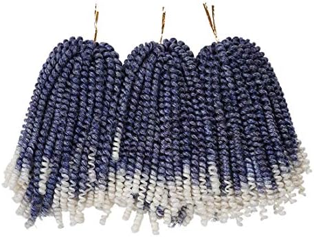 3 Packs Spring Twist Hair Crochet Bomb Twist Braiding Hair Extension(Purple&White)