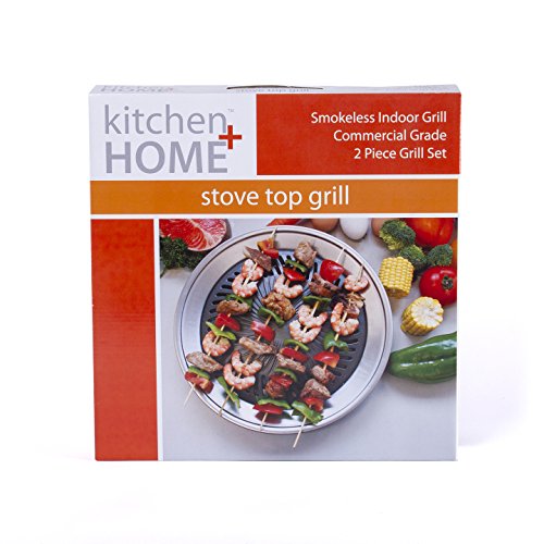 Kitchen + Home Stove Top Smokeless Grill Indoor BBQ, Stainless Steel