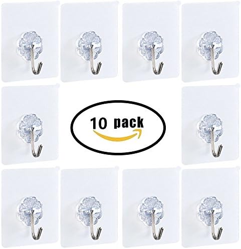 SPEVORIX Heavy Duty Hooks Self Adhesive Hooks Hangers Set of 10 Reusable Kitchen Towel Bath Wall Hooks