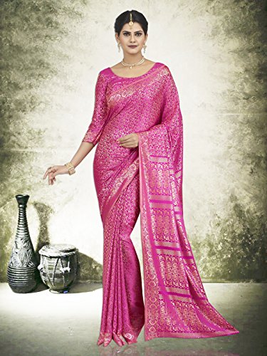Shonaya Women's Woven Polyester Silk Magenta Designer Saree With Unstitched Blouse Piece - Image 3