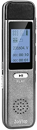 Digital Voice Recorder, ZoiyTop 8GB 3072Kbps Sound Audio Recorder Dictaphone,Double Microphone HD Recording,Premium Quality Metal Casing,Noise Cancelling, MP3 Player