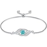 HPQQ Valentines Day Gifts for Her 925 Sterling Silver Birthstone Bracelet Dainty Infinity Bracelet Fine Jewelry Birthday Gifts for Wife Mom