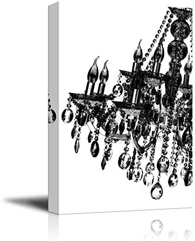Libaoge Canvas Printing Wall Art - Canvas Wall Art - Black Crystal Chandelier on White Background - Giclee Print and Stretched Ready to Hang - 28" x 40"