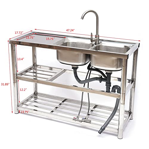 Commercial Restaurant Sink Stainless Steel Utility Sink Freestanding