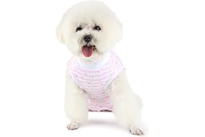 Due Felice Dog Surgery Recovery Suit Pet Onesie After Surgery Wear Pet E-Collar Alternative for Female Male Dog Pink Stripe Star/X-Small