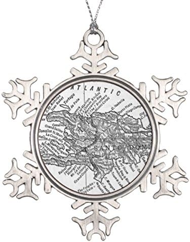 Follies Christmas Vintage Map of Haiti (1911) Snowflake Pewter Christmas Ornament