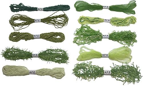 Art Fiber Endo 10 Skeins of Light-green Soft Cotton, Acrylic, Nylon and Silk Embroidery Threads