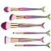Cinidy 6 Pcs Mermaid Makeup Brush Set Synthetic Kabuki Foundation Blending Blush Eyeliner Face Powder Brush Makeup Brush Kit Beauty Cosmetic Tools (Colorful)