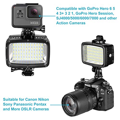 Neewer Underwater Lights Dive Light 60 LED Dimmable Waterproof LED Video Light 131feet/40m for GoPro Hero 6 5 4 Hero Session Canon Nikon Pentax and Other Action and DSLR Cameras (Battery Included)