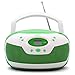 Tyler Portable Neon Green Stereo CD Player with AM/FM Radio and Aux & Headphone Jack Line-In (TAU105-NGRN)