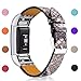 Mornex Replacement Leather Band Compatible with Fitbit Charge 2, Classic Genuine Leather Wristband for Men Women(Snake Skin Pattern-Silver Buckle)