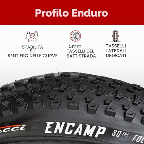 Fincci Bici Copertoni mtb 26 x 2.25 - Coppia Pieghevole Nero Pneumatici con 2 camera d’aria Schrader 57-559 - Biciclette Gomme 26" per Adulto Donna e Uomo - Imballaggio Accessori per Mountain & E bike