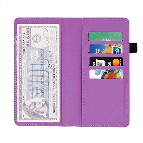Menesia Purple Glitter Leather Checkbook Cover for Men & Women RFID Check Book Holder Wallet