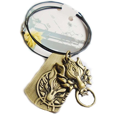 Touirch Anime Final Fantasy Bronze Wolf Head Pendant Necklace