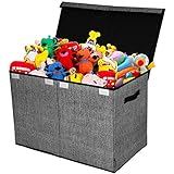 Toy Chest and Storage Box | House Organization Products | Toy Organizer Bins and Toy Bin Organizer for Tots Toys | Girls Toy Box or Boys Toy Box | Kids Room Storage or Living Room Storage (Dark Gray)