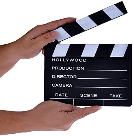 Movie Film Clap Board ， Wooden Director's Film Movie Slateboard Clapper Board Black & White