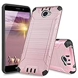 Huawei Ascend XT2 Case, Huawei Elate 4G Case, Huawei H1711 Case, TJS Dual Layer Hybrid Shockproof Impact Resist Rugged Protection Case Cover Metallic Brush Finish With Hard Inner Layer (Rose Gold)