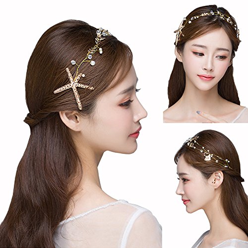 1Pcs Starfish Headband Manual Mermaid Mermaid Clothing Accessories Silver Pearl Bride Wedding Accessories