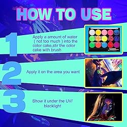 MEICOLY UV Blacklight Face Paint,15 Bright Colors