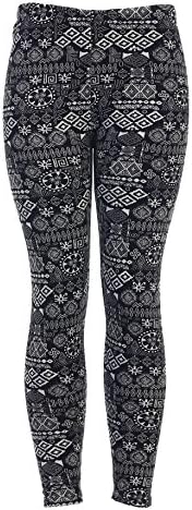 Heavy Weight and Unique Tribal Printed Polar Fleece Lined Leggings BLK LXL