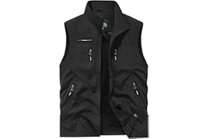 Men's Outdoor Utility Vest - Lightweight Windproof Fishing Jacket with Pockets, Water-Resistant Safari Vest for Hiking