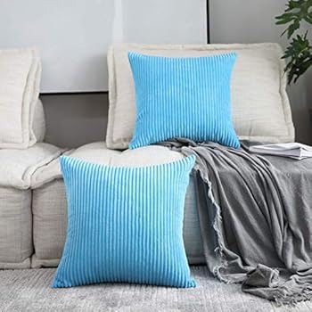 Home Brilliant 2 Pack Super Soft Large Euro Sham Throw Pillows Cushion Cover Velvet for Bench, 26 x 26 inch (66cm), Turquoise