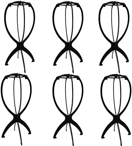 6pcs Wig Holder, velaali Foldable Wig Stand Holder Wig Display Head Wig Dryer Rack Random Color