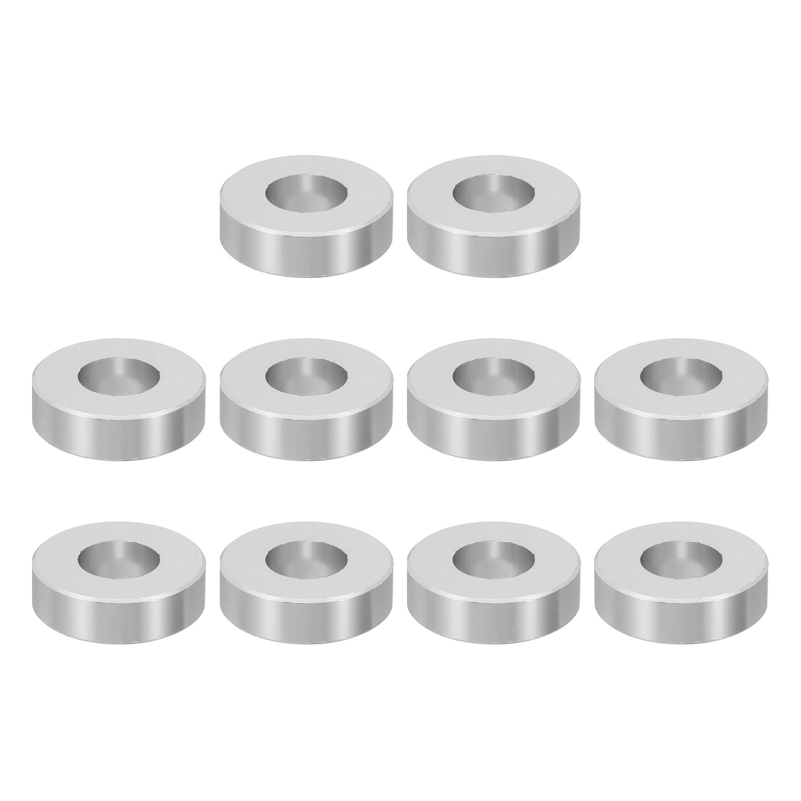 PATIKIL M12 Aluminum Spacers, 10 Pcs Metal Spacer Aluminum M12 X1"OD X1/4"L Aluminum Spacer Screw Standoff Round for 1/2" or M12 Screw Bolts, Silvery