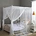 Mengersi 4 Corner Bed Canopy Curtain Bed Frame Draperies for Kids Girls Toddler (Twin, White)