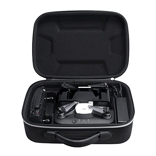 Esimen 2018 Design Hard Case for DJI Spark Portable Charging Station,Remote Controller,Charging Adapter Carry Bag Protective Box (Black+Silver)