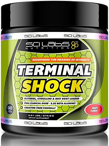 Terminal Shock by Scilabs Nutrition | Nitric oxide high energy Preworkout powder, FRUIT PUNCH, 30 servings …