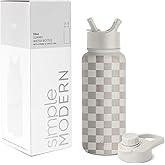 Simple Modern Water Bottle with Straw and Chug Lid Vacuum Insulated Stainless Steel Metal Thermos Bottles | Reusable Leak Proof BPA-Free Flask for Sports Gym | Summit Collection | 32oz, Checkmate | with Straw, and Chug Lid, Vacuum Insulated, Metal, Thermos Bottles, Reusable