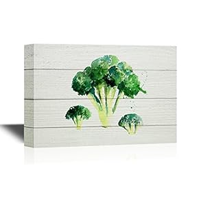 Canvas Wall Art - Watercolor Painting of Fresh Green Broccoli - Gallery Wrap Modern Home Art | Ready to Hang - 12x18 inches