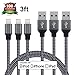 Iconew 3Pack 3FT Nylon Braided Lightning to USB Cable 8-Pin Data Sync Charger Cord Compatible with iPhone 7/7 Plus,6/6S/6 Plus/6S Plus,5/5S/5C/SE, iPad, iPod and More (Black&Charcoal)
