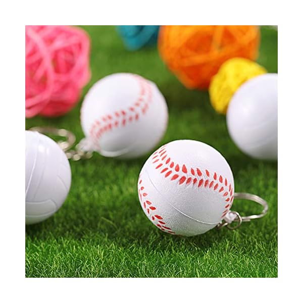 20 Pack White Baseball Keychains for Party Favors, School Carnival