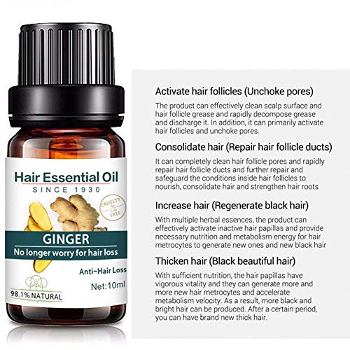 Kasien Hair Growth Liquid, Natural Ginger Hair Growth Essence liquid Fast Hair Growth Natural Hair Loss Treatment (2 Pcs)