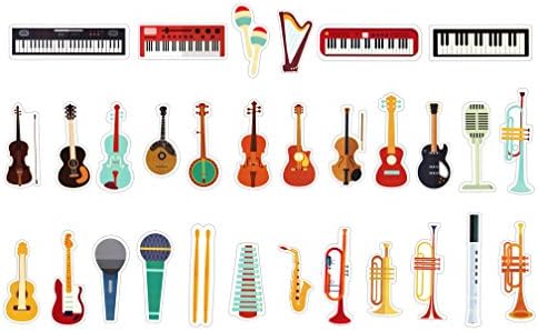 Guitar, Trumpet Shaped Colorful Bookmarks for Kids Boys Girls, 30 PCS (Musical Instruments)