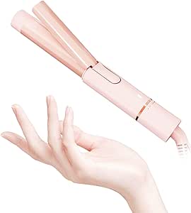 Ceramic Mini Curling Iron for Short Hair, Small Hair Curler Iron for Travel, Dual Voltage Curling Wand for Worldwide Trip(Light Pink)